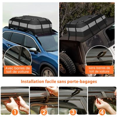 Housse Protection Toit Voiture Oxford 210D Imperméable - 170x145cm à 270x145cm Porte-Bagages