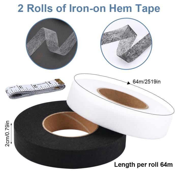 Bande Thermocollante Ourlet Lot De 2 Bandes D'ourlet Thermocollantes Lavables 64 Mètres Ruban Thermocollant Pour Ourlet
