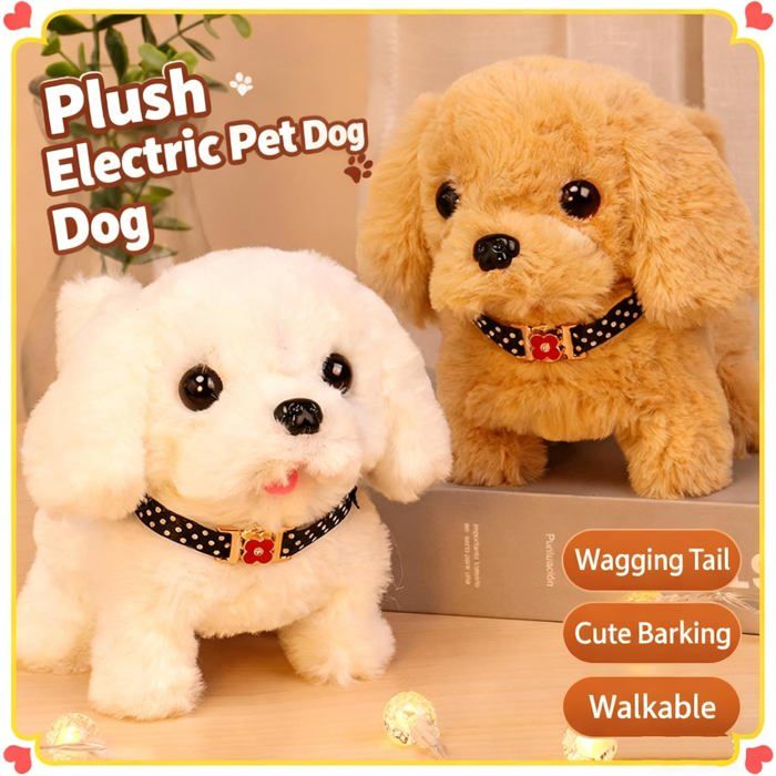 Chiot Robot Réaliste En Peluche Interactive - Chien Qui Marche, Abboie Et Remue La Queue