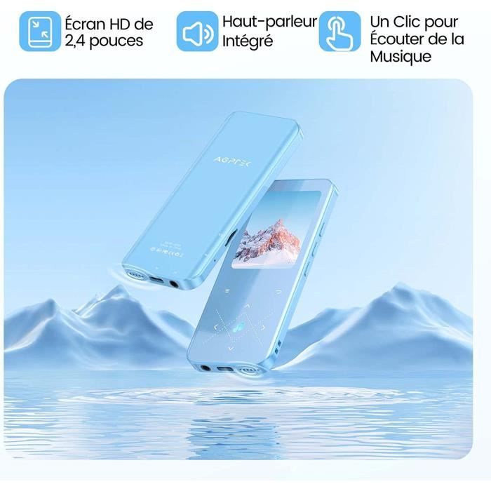 Lecteur MP3 Enfant AGPTEK Design Chat - Bluetooth 5.3, 8Go, Écran 2.4", Radio FM, Réveil - Bleu