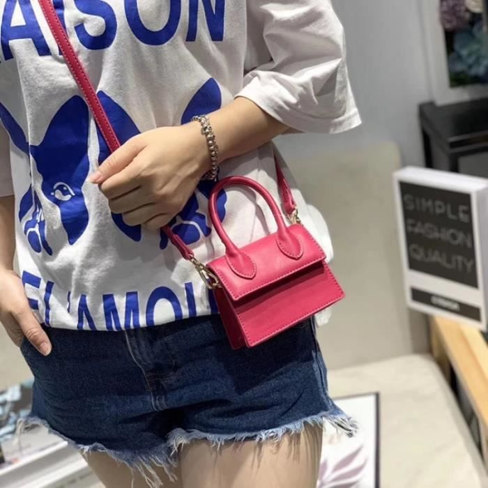 12x10x5cm Crocodile rose rouge Mini sac de marque en cuir Pu