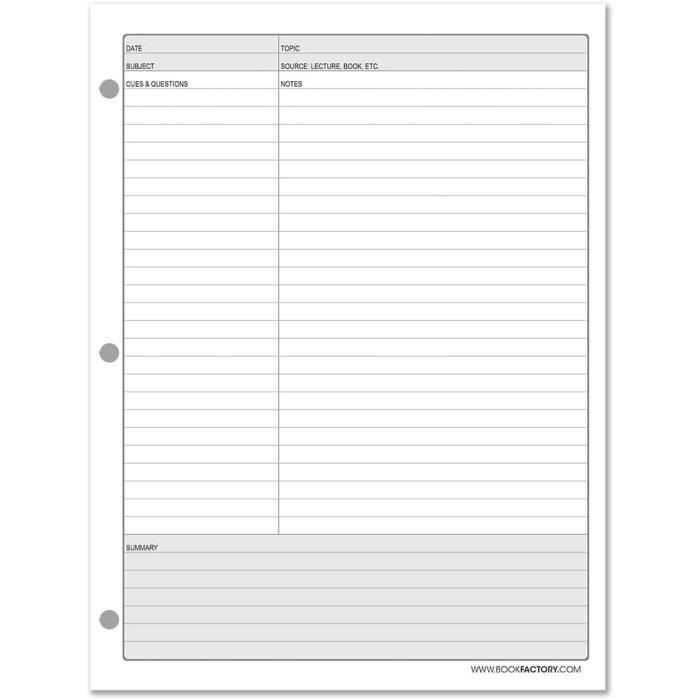 Système universel de prise de notes (Cornell Notes) - 3 blocs-notes ...