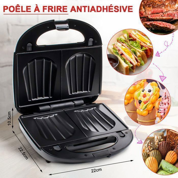 KITCHENCOOK Appareil croques-monsieur Sandwich maker 3 en 1 MISTER K - Gris pas cher