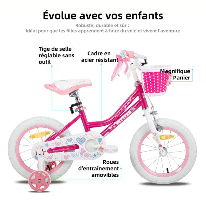 Vélo d'enfant - HILAND - 18 pouces - Stabilisateurs - Selle réglable - Prémonté à 90% - Sport