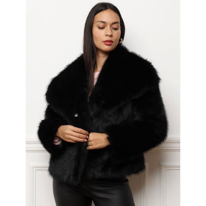 Manteau Noir Femme Fausse Fourrure - Taille 38, Marque N À-K D, Occasion Très Bon état