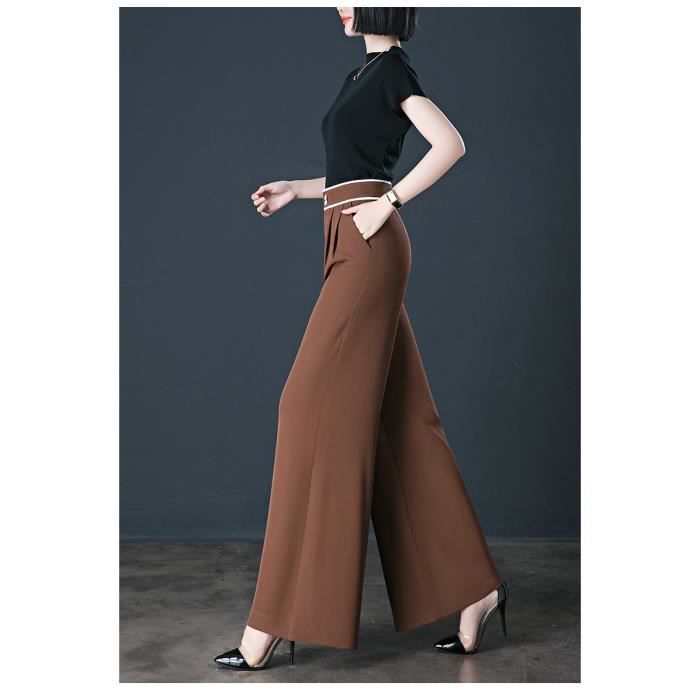 Pantalon femme marron taille haute new arrivals