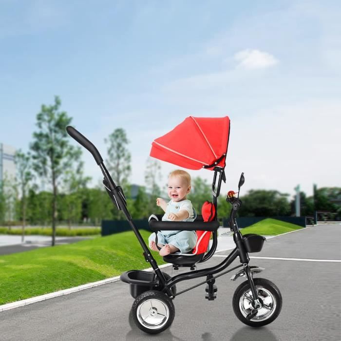 Tricycle évolutif Bébé 4 En 1 - De 10 Mois à 3 Ans - Pédales Amovibles - Pliable Sans Outils