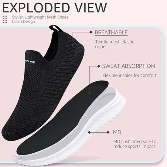 Baskets En Toile Pour Femme - Taille 35 | Blanc, Légères Et Respirantes | Chaussures Plates Décontractées - 3