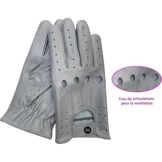 Gants Homme Cuir Chèvre Véritable Perforés Vintage - Conduite Voiture Vélo Cyclisme Élégant