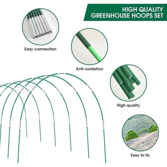 Kit 50 Arceaux Pour Serre Tunnel - Tiges Fibre De Verre - Ancrages Sol - Clips Film - Protection Plantes Jardin