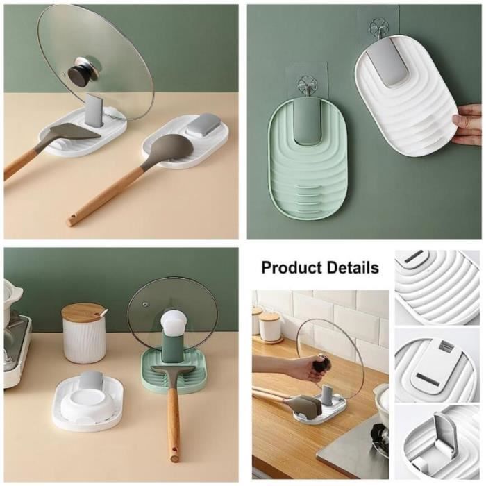 2 Pièces Couvercle De Casserole Et Porte-Cuillère Pliable - Support Ustensiles Cuisine Antidérapant Range Couvercle Pliable PP ABS 2 Pièces Couvercle De Casserole Et Porte-Cuillère Pliable - Support Ustensiles Cuisine Antidérapant Range Couvercle Pliable PP ABS