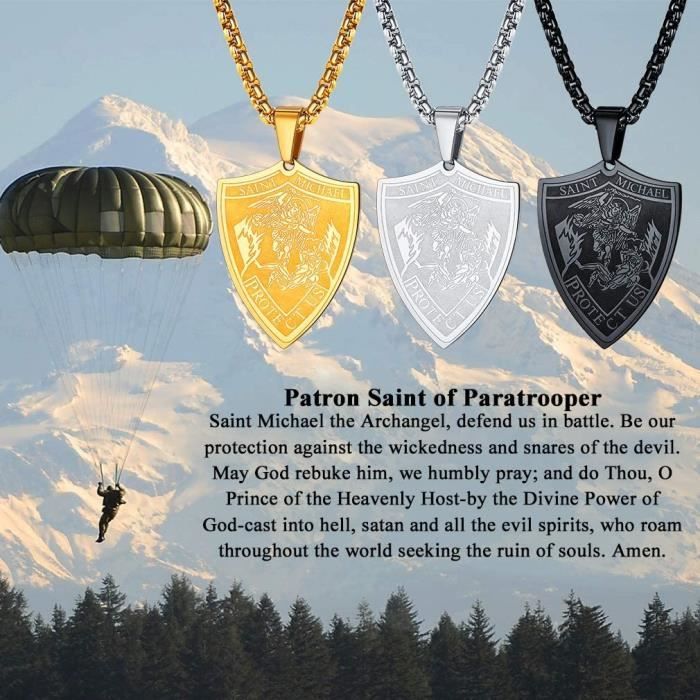 Collier De Saint Michel Pour Hommes, Médaille En Acier Inoxydable De
