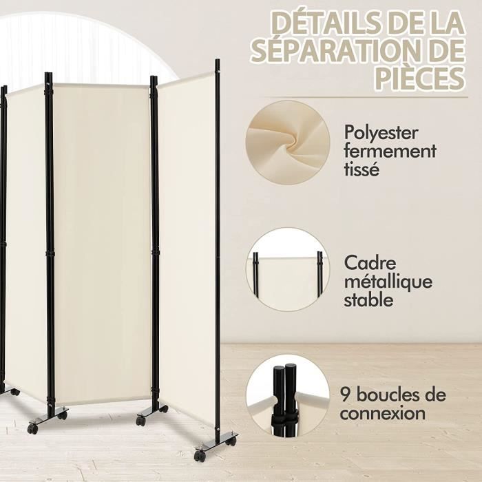 Paravent Avec Roulettes Séparateur De Pièce Cloison Paravent écran De Confidentialité Écran Pour