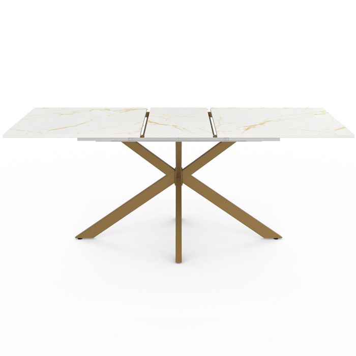 ID Market Table à Manger Ronde Marbre Blanc 110cm - Pied Araignée Noir Pour 6 Personnes | IDMarket Table 110cm
