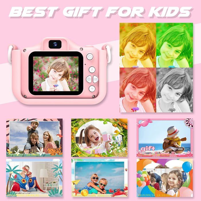 Appareil Photo Numérique Enfant 1080P – Caméra 2″ Avec Carte 32G – Jeux Et Selfies – Cadeau 3-10 Ans