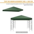 COSTWAY Toile de Rechange pour Pavillon 3m x 3m en Polyester Imperméable avec Trous de Drainage Attaches Auto-agrippantes Vert-3