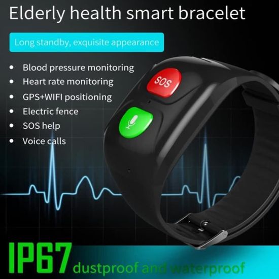 Appel d'urgence pour personnes âgées, bracelet Sos bracelet bracelet appel  d'urgence Montre GPS pour personnes âgées bracelet d'urgence pour enfants  âgés