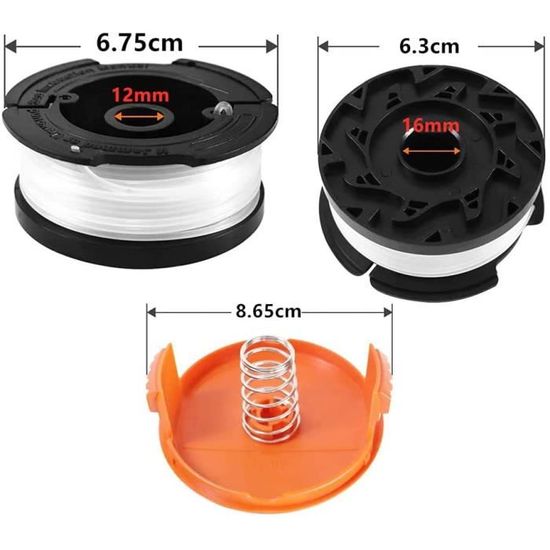 FAOKZE Bobine Tagliaerba Per Black &amp; Decker - 12 Bobine Da 1,65mm X 9m Per Tagliabordi, Con Tappi E Molle