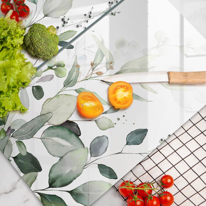 Planche à Découper Verre Décoration de Cusine 2x30x52 Paisley Blau