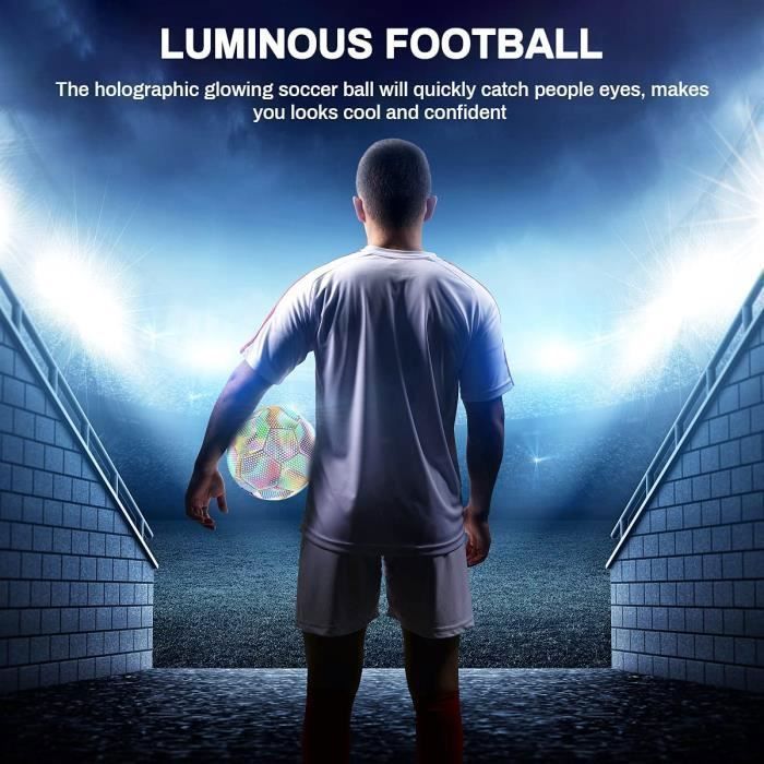 Ballon De Football Réfléchissant Taille 5 – Phosphorescent, Avec Pompe, Aiguilles Et Filet, Pour Jouer De Nuit