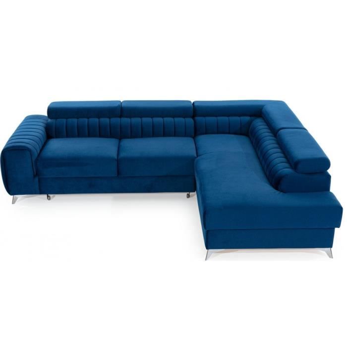 Canapé d'angle convertible Laurence - Angle gauche - Tissu noir ...