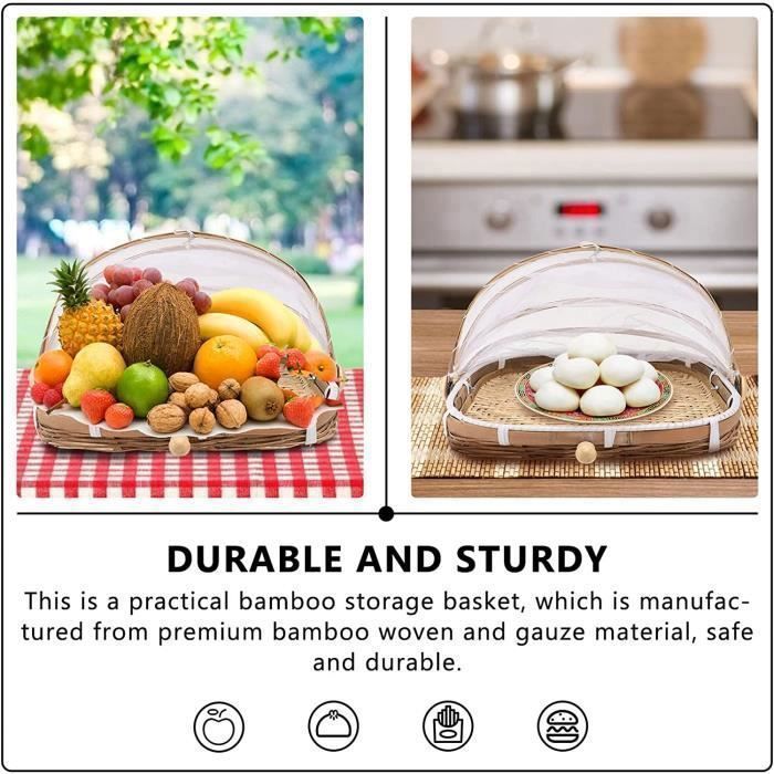 Panier Tressé Plat Surakey Panier à Fruit En Bambou Paniers Tissés Plats Et Peu Profond Panier Plat Tressé 35cm