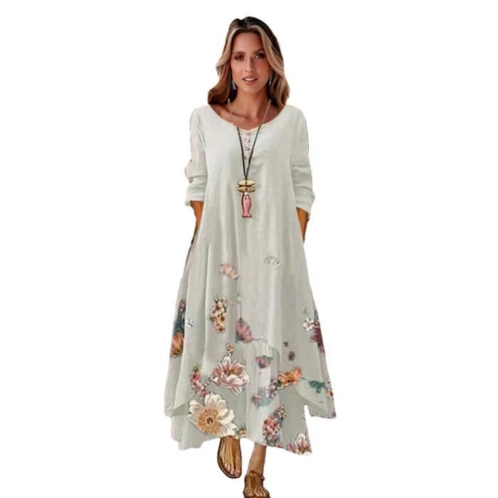 ROBE Femme Confort Nouvelle robe imprim e manches longues et