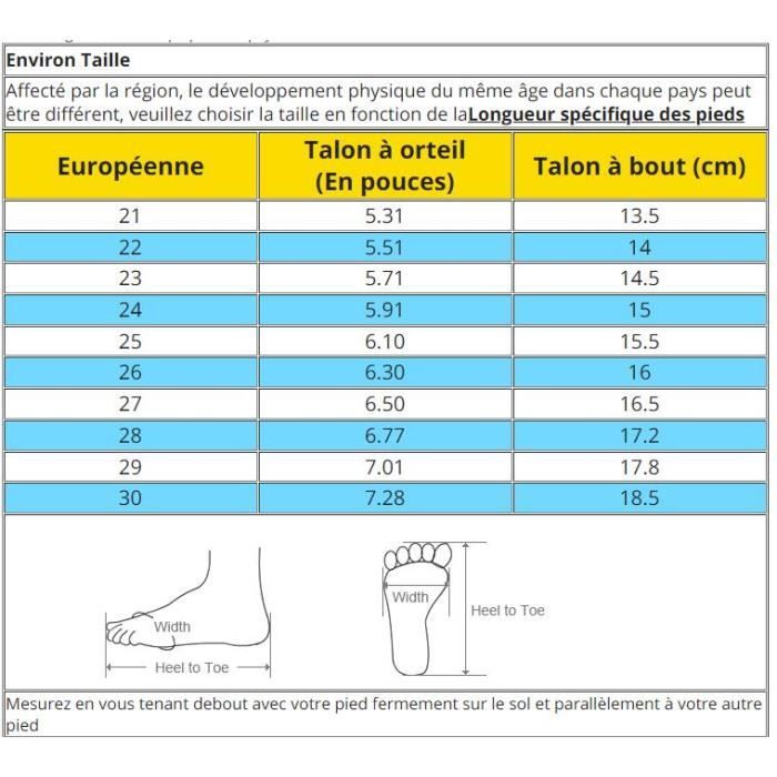 Chaussure taille clearance 21 age