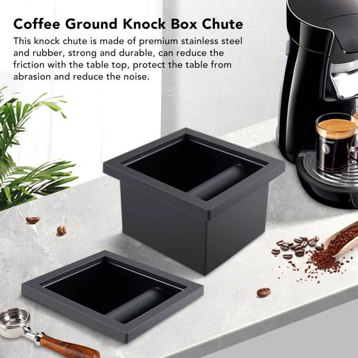 Mxzzand Chute de boîte à café moulu Café moulu Knock Box Chute en acier  inoxydable intégré au bureau Seau de table distributeur