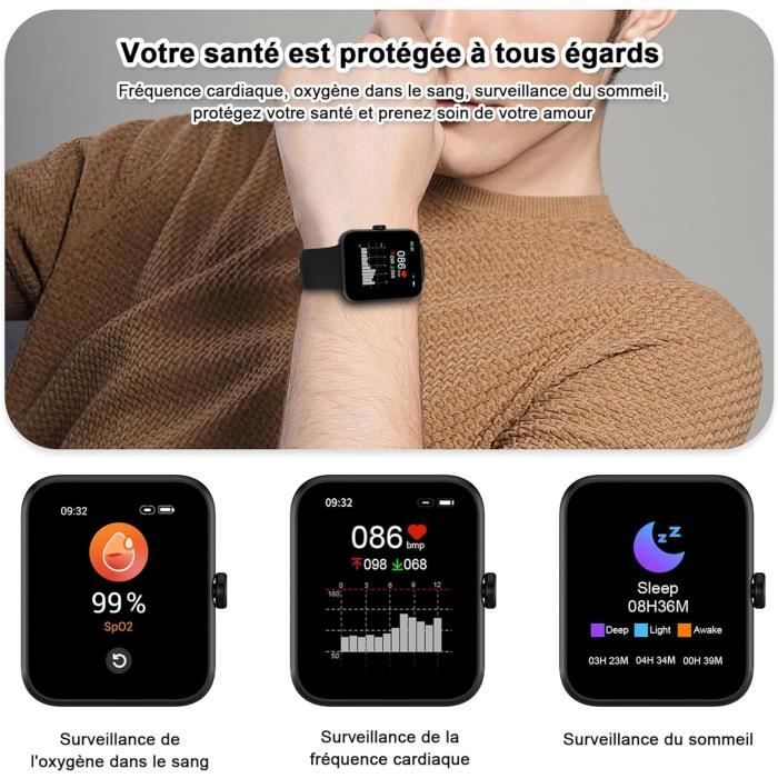 Montre Connectée Femme Homme, 1.9 Montre Appel Et Message Sms
