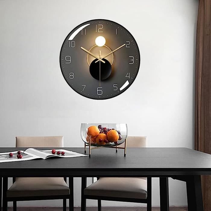 Horloge Murale Numérique Ronde, Design Moderne D'horloge Numérique Murale à  LED Pour Salon 