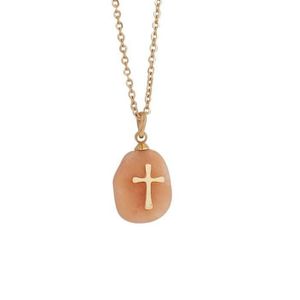 Collier Croix Pour Femme – Plaqué Or Jaune – Zircon Cubique – Religion Catholique