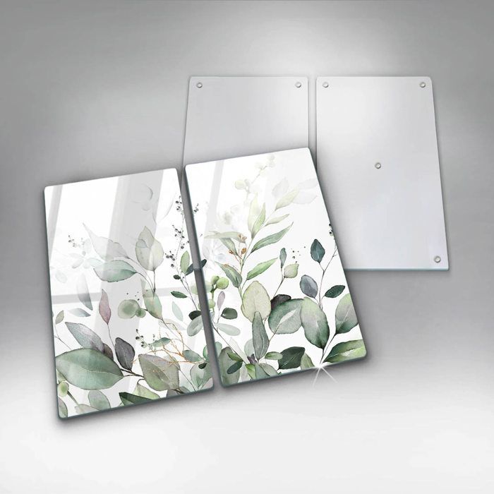 Lot De 2 Planches à Découper En Verre Trempé - Motif Vagues Abstraites, 30x52 Cm