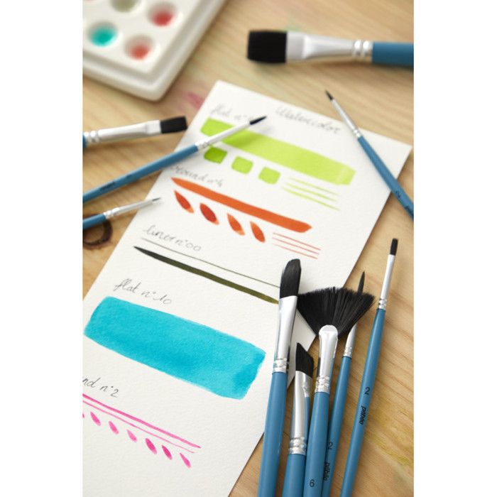 DAWRIS Ensemble de 100 pinceaux, 50 ronds et 50 plats en nylon pour peinture acrylique, bleu, fournitures artistiques DAWRIS Ensemble de 100 pinceaux, 50 ronds et 50 plats en nylon pour peinture acrylique, bleu, fournitures artistiques