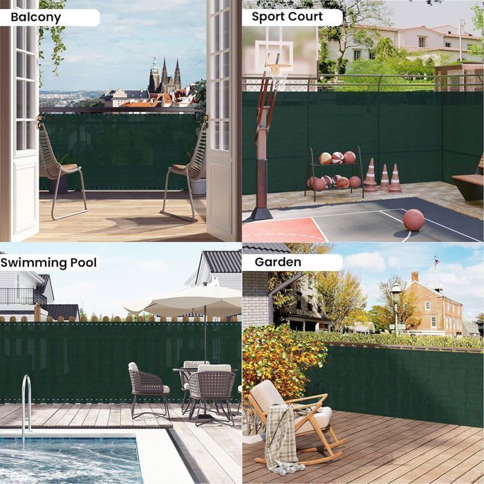 WOLTU Brise-Vue 1.5x10m Filet Ombrage HDPE 150g/m² Anthracite - Protection UV Vent Jardin Balcon