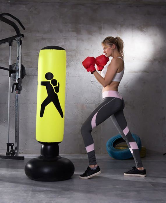 Sac De Boxe Gonflable Autoportant 160 Cm – Enfants Et Adultes – Kickboxing, Karaté, MMA – Stable Avec Eau Ou Sable