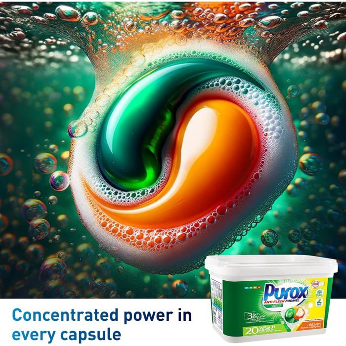 Lessive Capsules(20 Lavages) pour Tous Textiles,Élimine les Taches ...