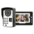 Cuque Sonnette d'interphone 7 pouces écran LCD mot de passe empreinte digitale porte vidéo interphone visuel sonnette EU Plug-0