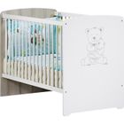 BABY PRICE Lit bébé - 120 x 60 cm - Babyprice Teddy - Sérigraphié ours - En bois blanc