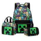 GUANGNA Sac à Dos Minecraft, Lot de 3 Cartable Garcon Primaire Sac A Dos Garcon Primaire Sacs Scolaires, Cartables et Trousses, 42.x30.15cm