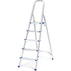 DREAMADE Escabeau Pliante en Aluminium à 5 Marches avec Pieds et Poignée Antidérapants, 21 CM d’Espacement des Marches