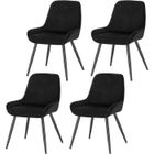 WOLTU Lot de 4 Chaises de Salle à Manger en Velours, Chaises Scandinaves pour Salon, Cuisine, Chambre, Noir W0ATT0168-4