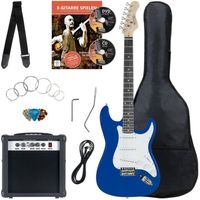 Rocktile Banger's Pack Guitare électrique Bleu - Kit avec Ampli de 25 W, Housse, Sangle, Câble, Cordes et Médiators