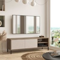 Meuble TV - EN.CASA - Loppi - 2 portes - Chêne gris - Beige - Anthracite