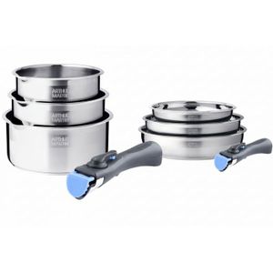 Batterie De Cuisine Arthur Martin 15 Pièces AMV468 - Casseroles Poêles Amovibles Vertes