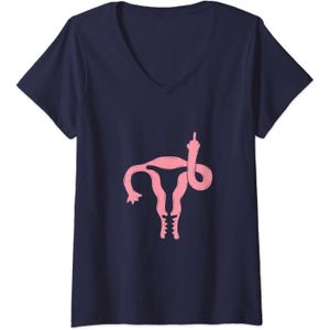 MONTRE Femme L'Utérus Montre Un Cadeau Féministe De Doigt Moyen T-Shirt Avec Col En V[m5305]