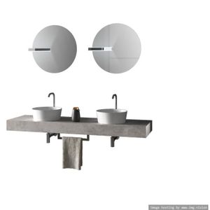 SALLE DE BAIN COMPLETE Composition de salle de bain double vasque 8 pièces ASTRA ciment