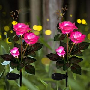 GUIRLANDE D'EXTÉRIEUR Lumiere Solaire Exterieur, Lot de 2 lampes de jardin avec 6 roses, Éclairage extérieur solaire de jardin sans Fil Led Décoration,87