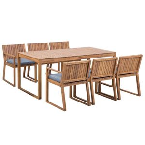 Ensemble table et chaise de jardin Ensemble de jardin en bois table et 6 chaises avec