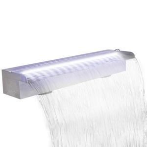 FONTAINE DE JARDIN Lame d'eau rectangulaire à LED pour piscine - DUOKON - 60 cm - Acier inoxydable SS304 - Blanc - Cascade